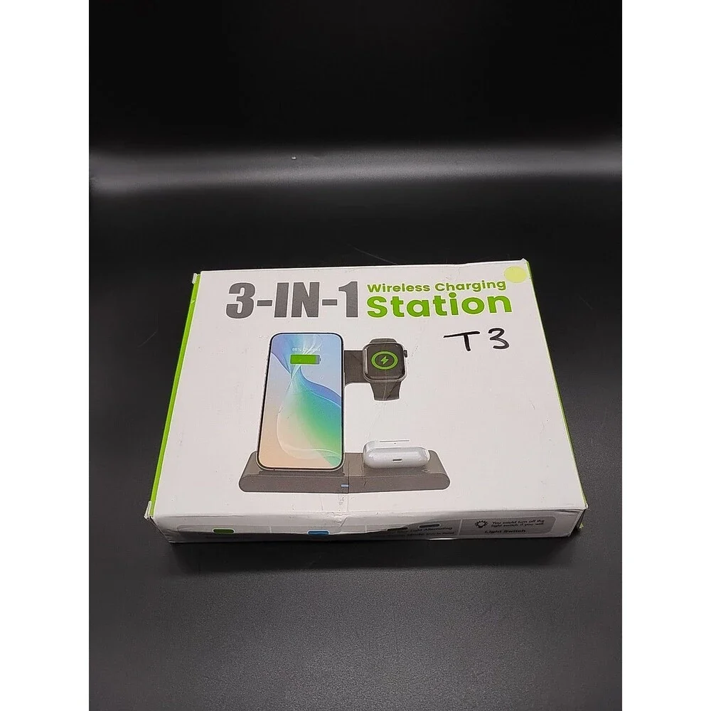 Wireless Charging Station 3 in Fast Charge  Apple iWatch Ultra+ SE 2-9 Lime Grn